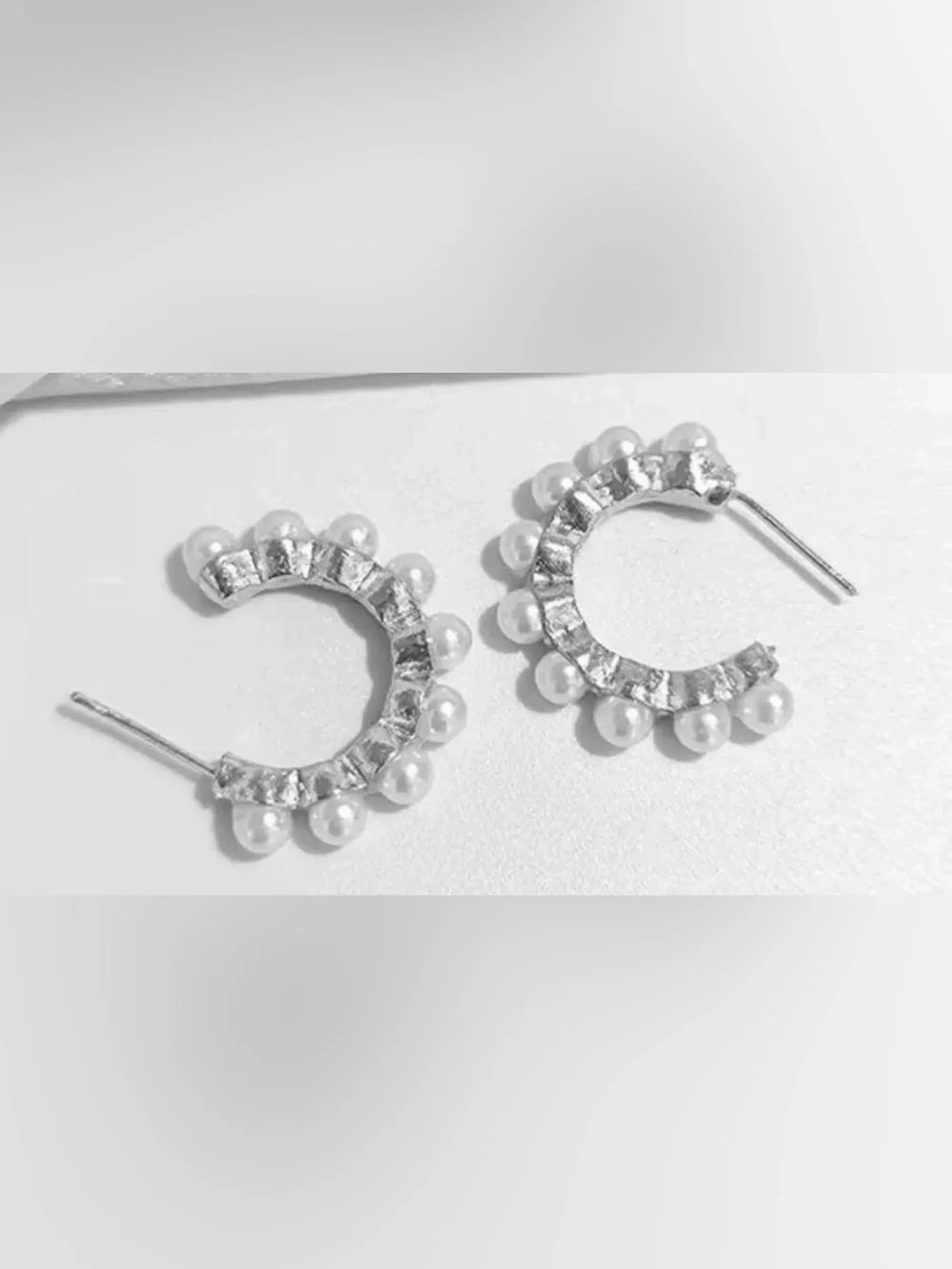 Silver Open Hoop Pearl Paparazzi Earring